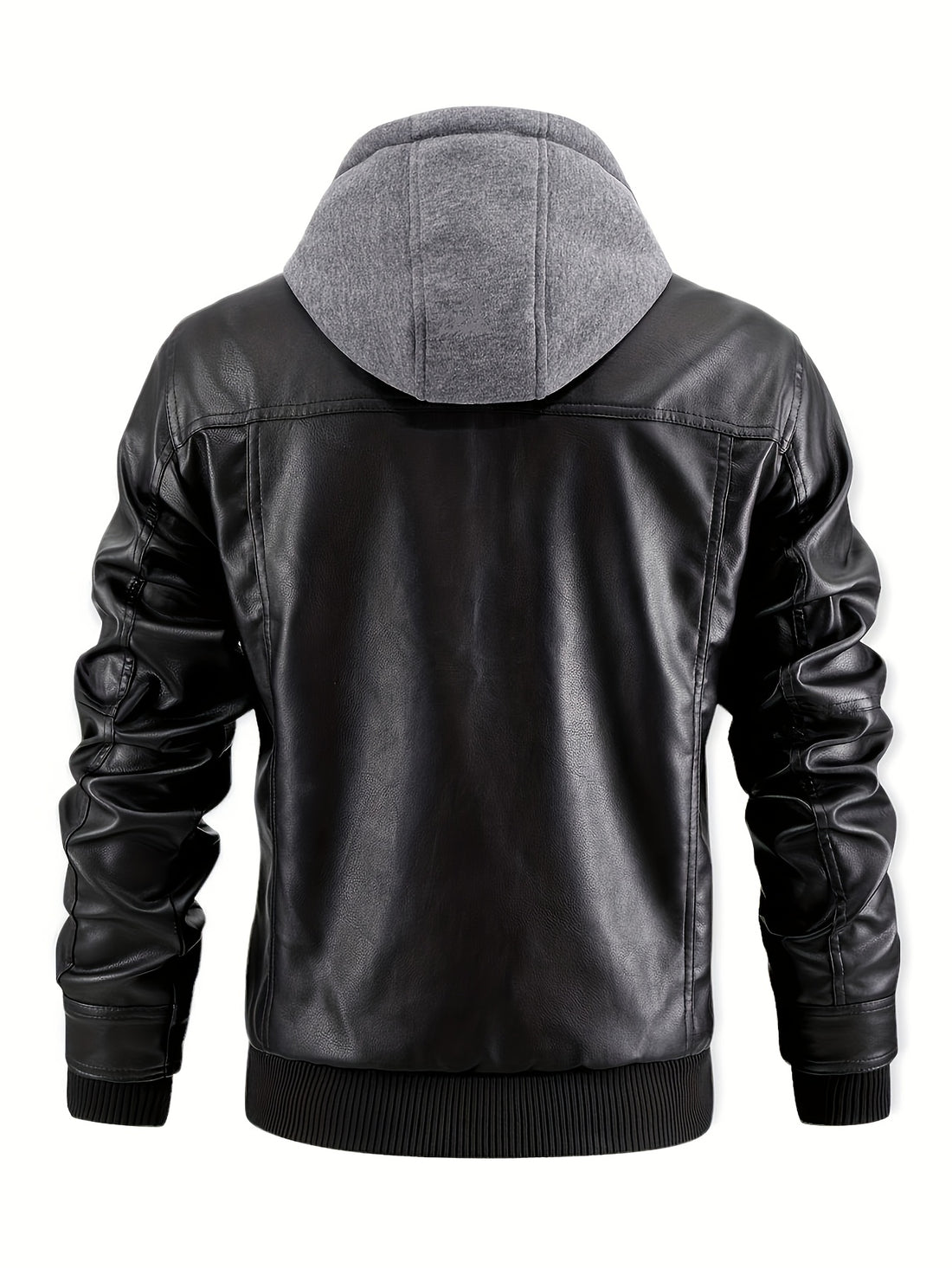Volunoluxe Men’s Hooded Fashion Jacket – Drawstring Design, Multiple Zipper Pockets, Ribbed Cuffs, Windproof Outdoor Casual Streetwear