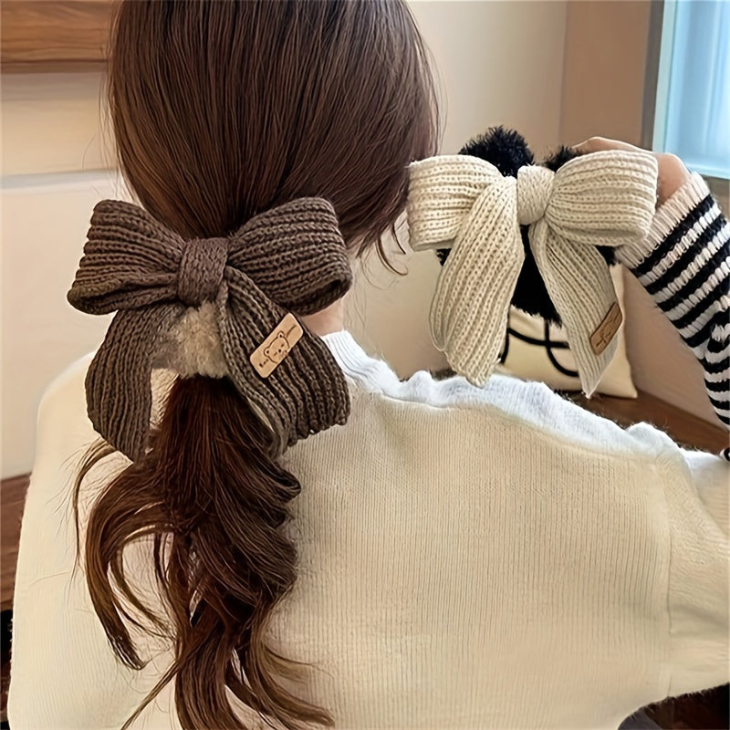 Volunoluxe 6pcs Plush Hairbands Set – Autumn/Winter Butterfly Knot Accessories, Christmas & New Year Gifts for Women