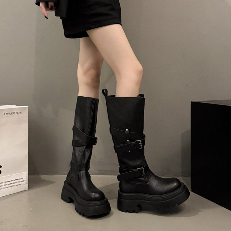 Volunoluxe Women’s Retro Round-Toe Chunky Heel Ankle Boots – Slip-On Synthetic with Lace-Up Detail, Thick Rubber Sole, All-Season Casual & Formal Wear