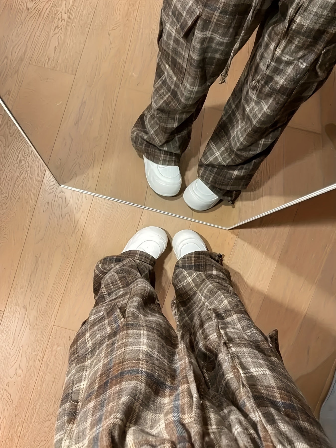 Volunoluxe Vintage Plaid Cargo Pants – Women’s High-Waist Straight-Leg Trousers with Multiple Pockets, Retro Hip-Hop Casual Style for Teens & Adults