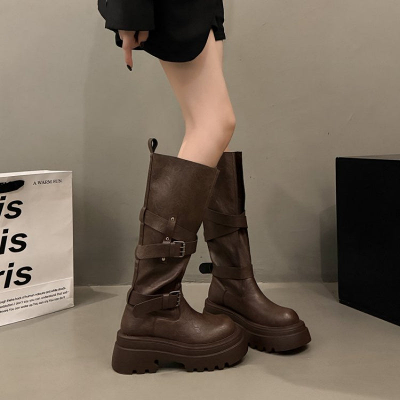 Volunoluxe Women’s Retro Round-Toe Chunky Heel Ankle Boots – Slip-On Synthetic with Lace-Up Detail, Thick Rubber Sole, All-Season Casual & Formal Wear