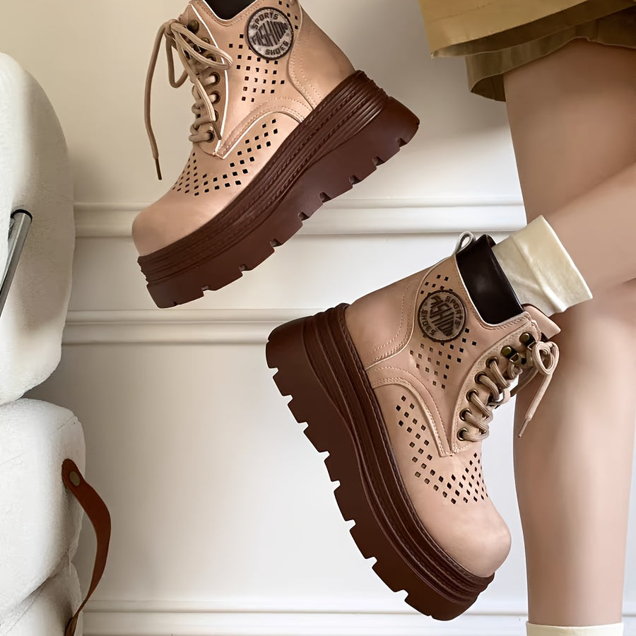Volunoluxe Women’s Round-Toe Chunky Heel Boots – Retro Trendy Short Ankle Boots for Spring & Autumn