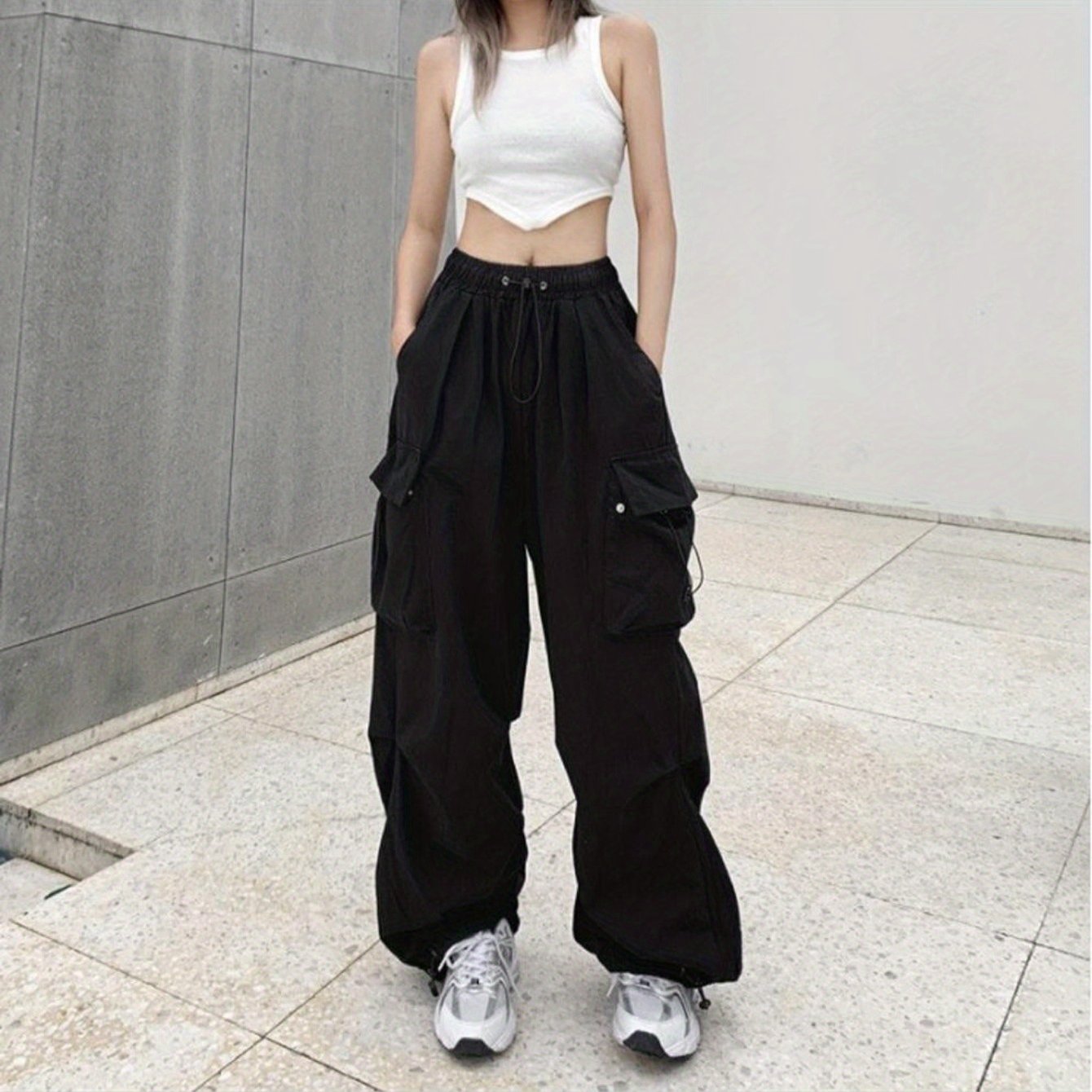 Volunoluxe Streetwear Parachute Pants – Unisex Baggy Wide-Leg Joggers & Sweatpants