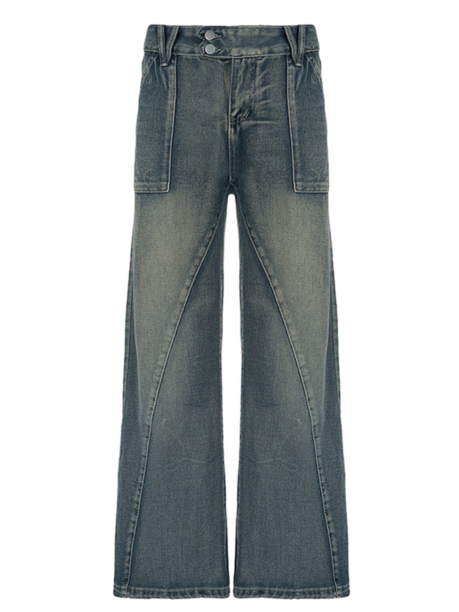 Volunoluxe Women’s Retro Washed Denim Jeans – Low-Waist Loose Casual Pants with Pockets