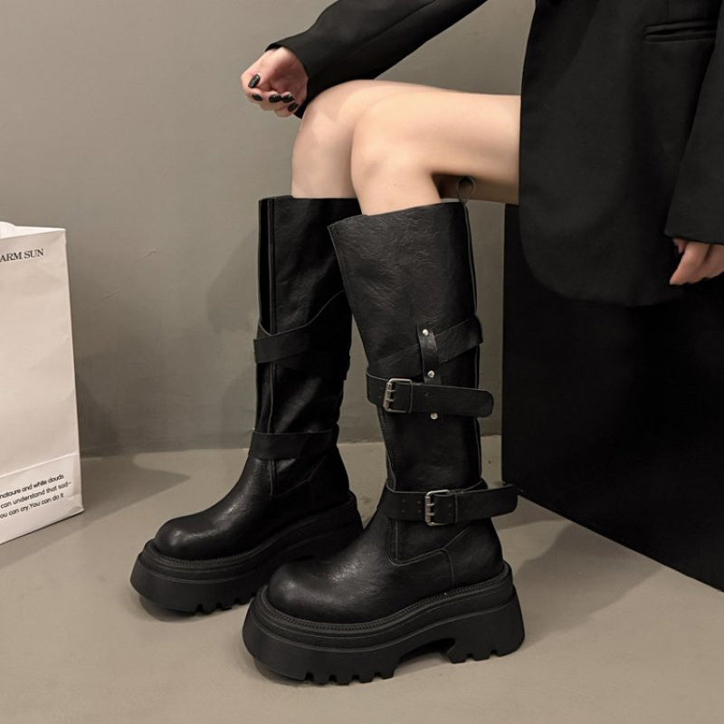 Volunoluxe Women’s Retro Round-Toe Chunky Heel Ankle Boots – Slip-On Synthetic with Lace-Up Detail, Thick Rubber Sole, All-Season Casual & Formal Wear