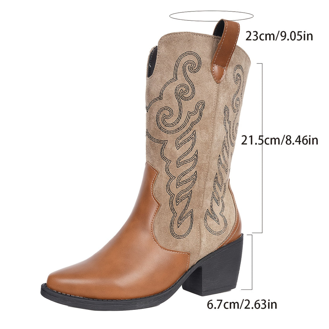 Volunoluxe Women’s Midsole Boots – Pointed Toe, Thick Heels, Soft Imitation Upper, Plus Size Available, Fashionable Winter High-Heel Boots